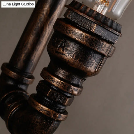 Vintage Iron Wall Light Fixture For Restaurants With Rustic Water Pipe Design And Dual Bulbs