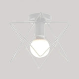 Vintage Iron Wire Geometric Flush Mount Single-Bulb Ceiling Fixture For Aisle Lighting White / B