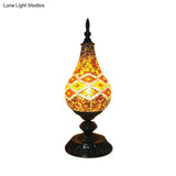 Vintage Led Glass Teardrop Table Lamp - Hand-Crafted White/Red/Yellow Bedroom Nightstand Decor