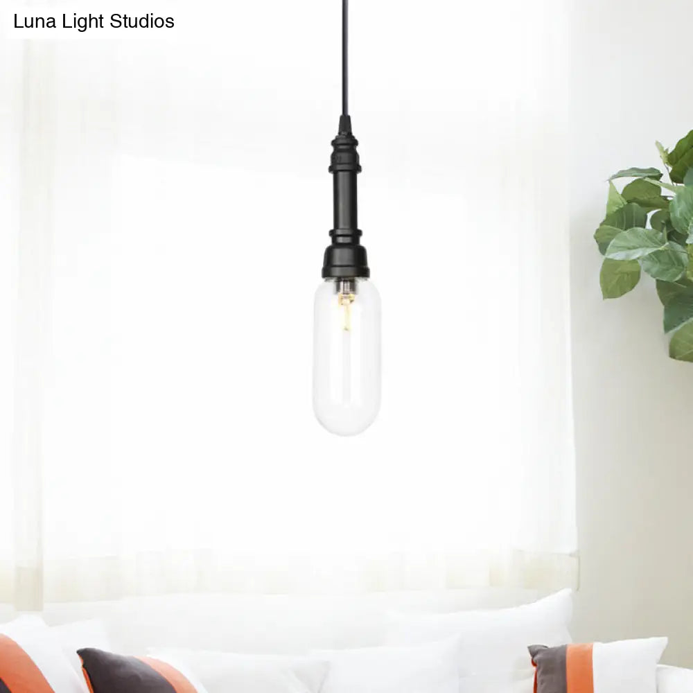 Vintage Led Pendant Lamp With Amber/Clear Glass Shade - Stylish Bar Lighting