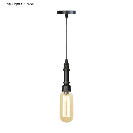 Vintage Led Pendant Lamp With Amber/Clear Glass Shade - Stylish Bar Lighting