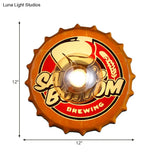 Vintage Led Wall Sconce: Bottle Cap Shape Metal Light For Restaurant Bar
