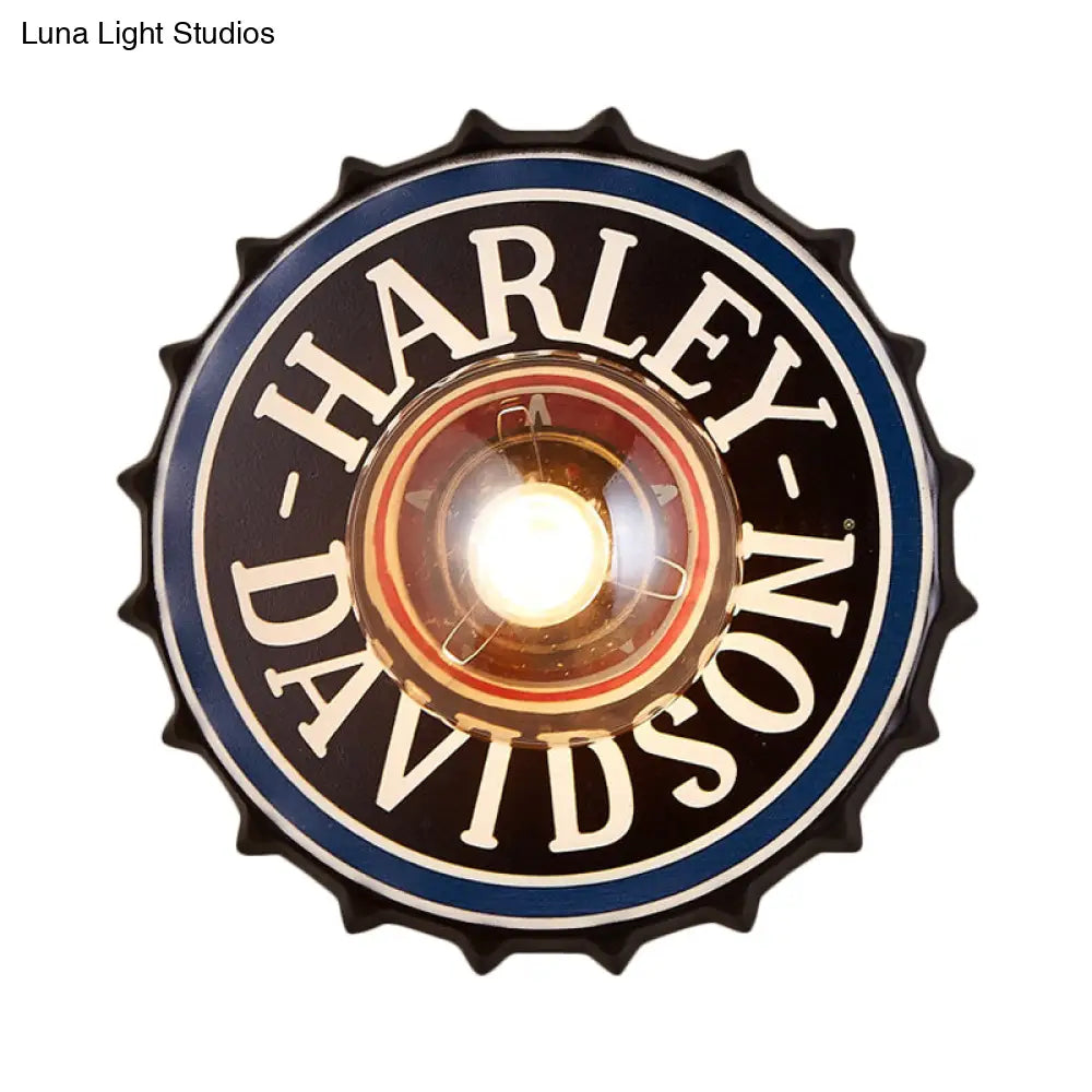 Vintage Led Wall Sconce: Bottle Cap Shape Metal Light For Restaurant Bar