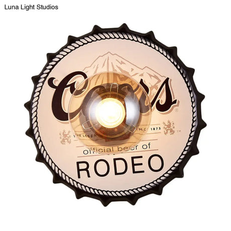 Vintage Led Wall Sconce: Bottle Cap Shape Metal Light For Restaurant Bar