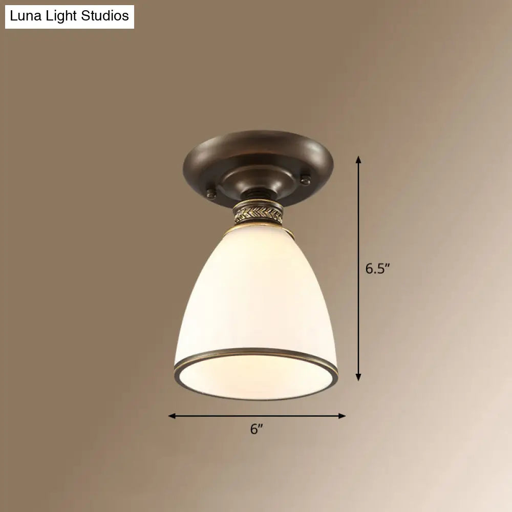 Vintage Metal 1-Light Small Stairway Semi Flush Mount Ceiling Light