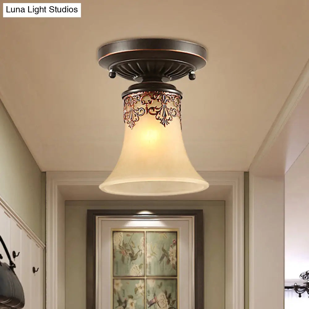 Vintage Metal 1-Light Small Stairway Semi Flush Mount Ceiling Light