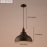Vintage Metal Bowl Pendant Light With Painted Shade - Hanging Ceiling Fixture