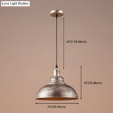Vintage Metal Bowl Pendant Light With Painted Shade - Hanging Ceiling Fixture