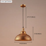 Vintage Metal Bowl Pendant Light With Painted Shade - Hanging Ceiling Fixture