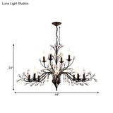 Vintage Metal Chandelier With Exposed Bulbs | 3/6/9 Lights Black Finish Crystal Draping