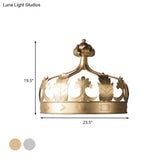 Vintage Metal Crown 3-Light Wall Sconce In Grey/Gold - Bedroom Wall-Mounted Lighting