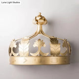 Vintage Metal Crown 3-Light Wall Sconce In Grey/Gold - Bedroom Wall-Mounted Lighting