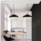 Vintage Metal Double Bubble Ceiling Light With Black & Green Shades For Living Room