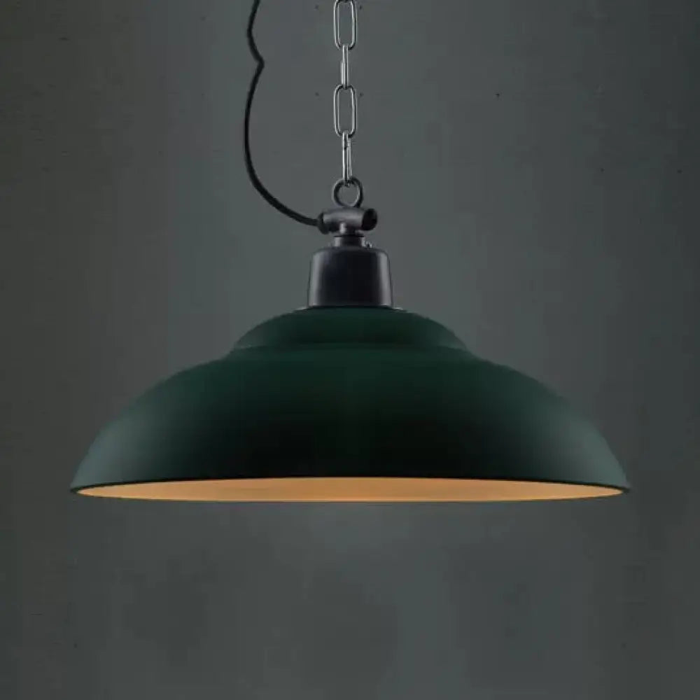 Vintage Metal Double Bubble Ceiling Light With Black & Green Shades For Living Room