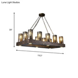 Vintage Metal Island Pendant Light Fixture - Cylinder Design With 18 Lights In Bronze/Black
