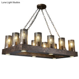 Vintage Metal Island Pendant Light Fixture - Cylinder Design With 18 Lights In Bronze/Black