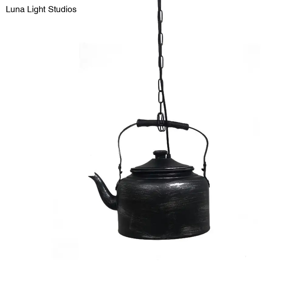Vintage Metal Led Hanging Lamp For Teapot Restaurant - Black/Gold/Matte Black Finish