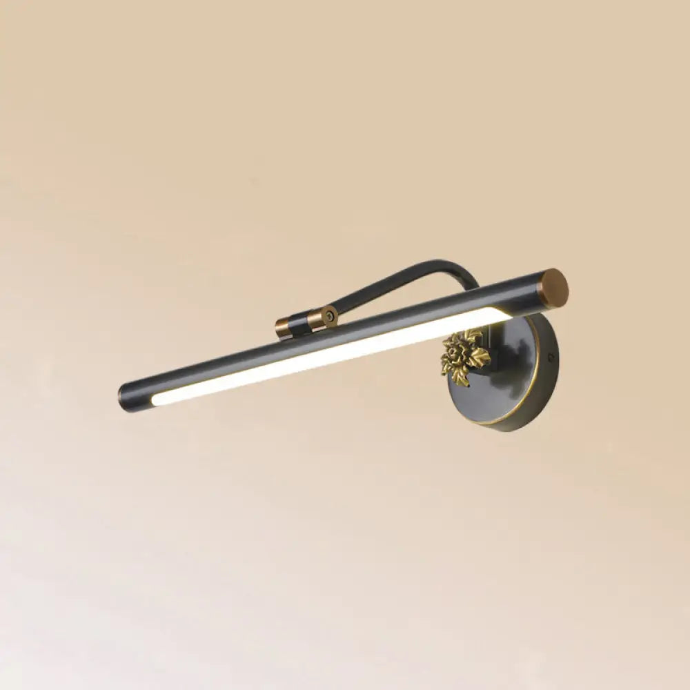 Vintage Metal Led Wall Mount Vanity Mirror Light With Adjustable Tube Black / 18 Natural