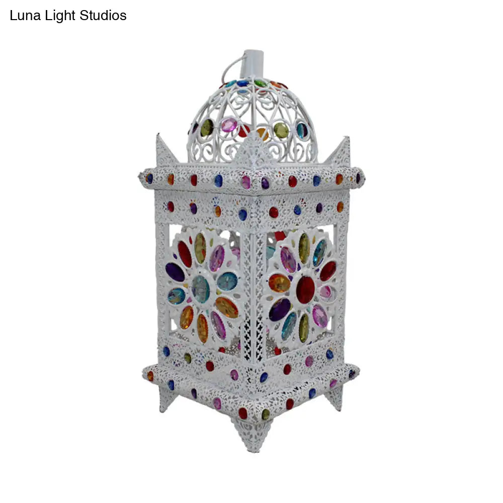 Vintage Metal Nightstand Lamp - White Bedside Lighting For Bedroom