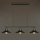 Vintage Metal Pendant Light With 3 Black Cone Shades For Restaurant Or Warehouse