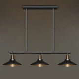 Vintage Metal Pendant Light With 3 Black Cone Shades For Restaurant Or Warehouse
