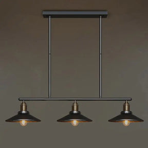 Vintage Metal Pendant Light With 3 Black Cone Shades For Restaurant Or Warehouse