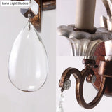 Vintage Metal Rust Sconce Lamp With Exposed Bulb And Crystal Drop - 1-Light Wall Mounted Lighting