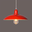 Vintage Metal Saucer Shade Pendant Ceiling Light: Green/Red Stylish 1-Light Fixture For Table Red