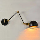 Vintage Metal Single Black Wall Mounted Light With Wire Guard - Extendable Bowl Restaurant Lamp /