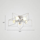 Vintage Metal Star Shaped Bedroom Ceiling Lamp - Semi Flush Mount With 5 Bulbs / White