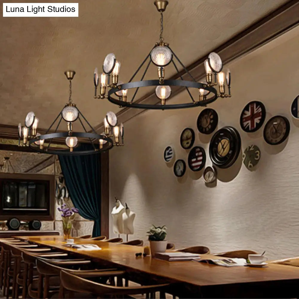 Vintage Metal Suspension Light In Brass Finish - Ring Pendant For Bedroom Lighting