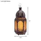 Vintage Metal Table Lamp With Lantern Design - 1-Light Coffee Shop Desk Lighting In Rust Finish And