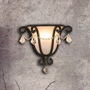 Vintage Metal Urn Wall Mount Sconce Light In Black/Weathered Bronze For Stairway Black