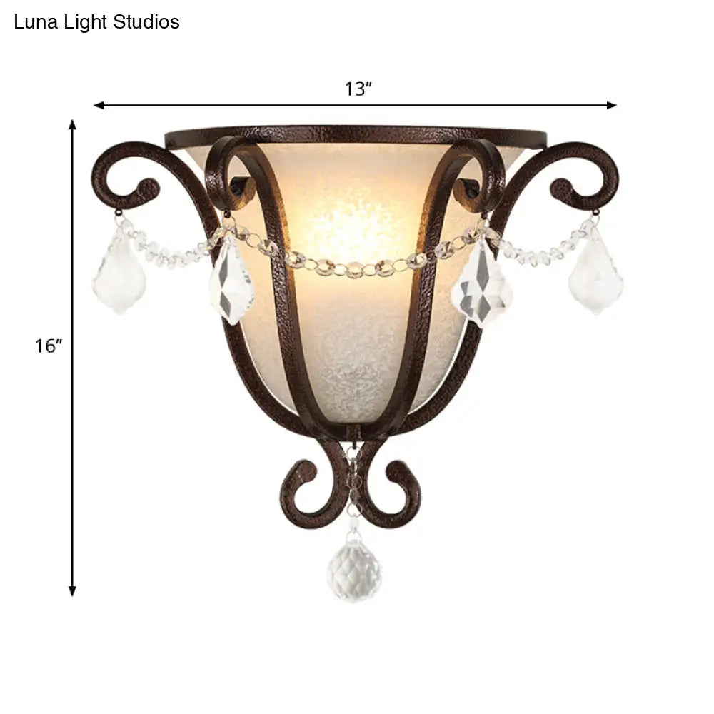 Vintage Metal Urn Wall Mount Sconce Light In Black/Weathered Bronze For Stairway