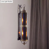 Vintage Metal Wall Sconce Lamp - Cylinder Bedroom Lighting With 6-Head Brass/Bronze Finish