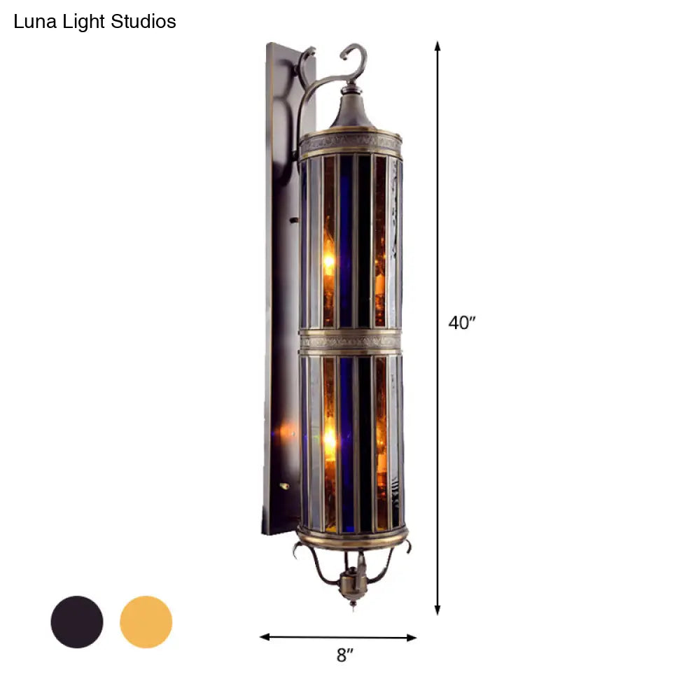 Vintage Metal Wall Sconce Lamp - Cylinder Bedroom Lighting With 6-Head Brass/Bronze Finish