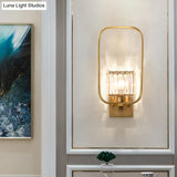 Vintage Metal Wall Sconce With Crystal Shade And Gold Finish