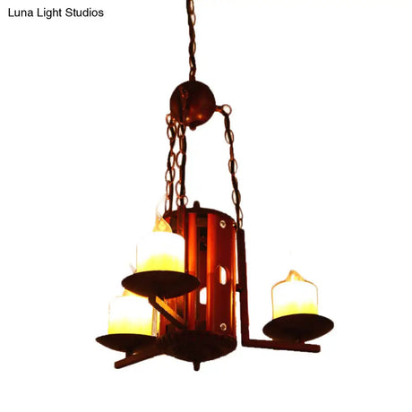 Vintage Metallic 3-Light Dark Tan Candle Chandelier For Bedroom Pendant Lighting
