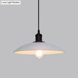 Vintage Metallic Bowl Pendant Light In Black/White For Living Room Ceiling