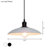 Vintage Metallic Bowl Pendant Light In Black/White For Living Room Ceiling