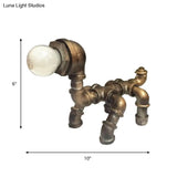 Vintage Metallic Brass Robot Design Table Lamp - Unique Coffee Shop Light With Plumbing Pipe Accent