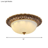 Vintage Milk Glass Ceiling Light - Hemispherical Design Brass Finish 3 - Light Flush Mount For