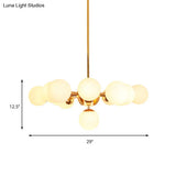 Vintage Milk Glass Chandelier Pendant Light With 7/13 Hanging Lights - Gold Finish
