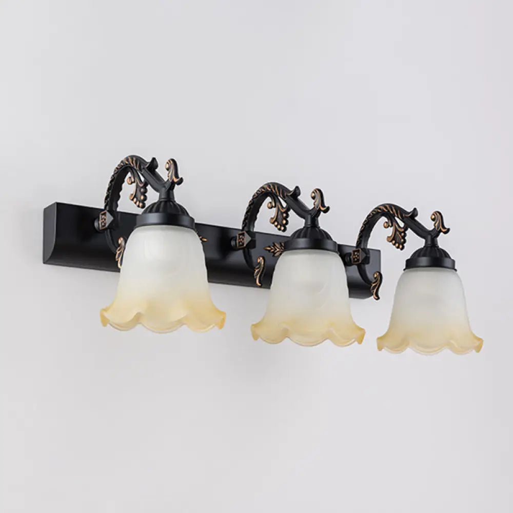 Vintage Ombre Frosted Glass Wall Mount Vanity Light For Bathroom 3 / Black