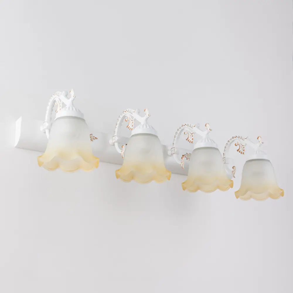 Vintage Ombre Frosted Glass Wall Mount Vanity Light For Bathroom 4 / White
