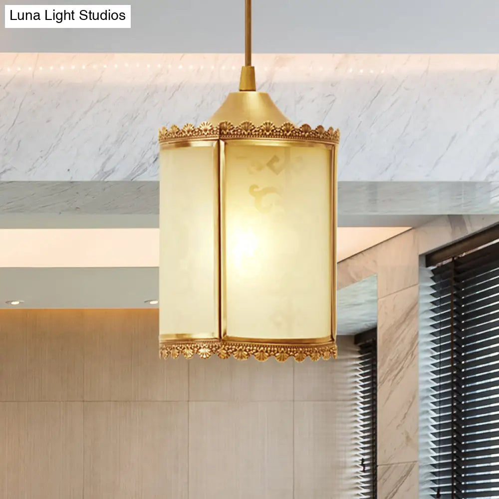 Vintage Opal Glass Brass Pendant Light - Dining Room Ceiling Lamp
