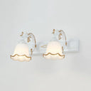 Vintage Opal Glass Floral Wall Sconce For Bathroom Vanity Lighting 2 / White Morning Glory