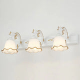 Vintage Opal Glass Floral Wall Sconce For Bathroom Vanity Lighting 3 / White Morning Glory