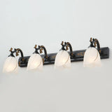 Vintage Opal Glass Floral Wall Sconce For Bathroom Vanity Lighting 4 / Black Flower