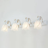 Vintage Opal Glass Floral Wall Sconce For Bathroom Vanity Lighting 4 / White Flower